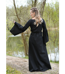 Mittelalter-Unterkleid Burglinde mit Trompetenärmeln, schwarz, Gr. L