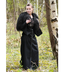 Mittelalter-Unterkleid Burglinde mit Trompetenärmeln, schwarz, Gr. XXL