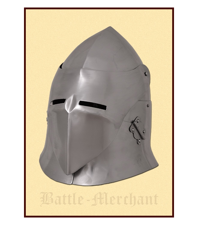 Topfhelm mit Klappvisier, 1,6 mm Stahl