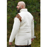 Langer Gambeson mit abnehmbaren Ärmeln und Leder, natur-braun
