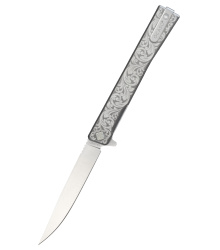 Ocaso Knives, SOLSTICE ENGRAVED TITANIUM, SATIN, SCROLL,...