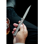 Ocaso Knives, SOLSTICE ENGRAVED TITANIUM, SATIN, SCROLL, Taschenmesser