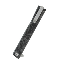Ocaso Knives, Solstice engraved Titanium, satin, Topo...