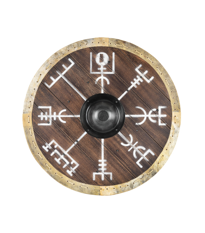 Wikingerschild Vegvísir mit Rohaut-Umrandung, 60 cm