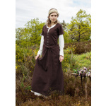 Kurzärmelige Cotehardie Ava, Mittelalterkleid, braun
