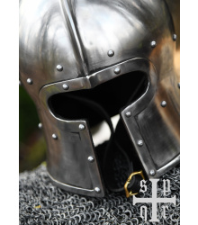 Barbuta in T-Form, 15. Jh., Mittelalter-Helm für Schaukampf, 2 mm Stahl