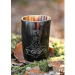Kleiner Hornbecher mit Holzboden und Mjölnir