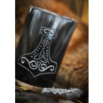 Kleiner Hornbecher mit Holzboden und Mjölnir