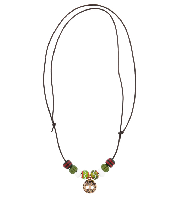 Glasperlenkette mit Yggdrasil-Anhänger