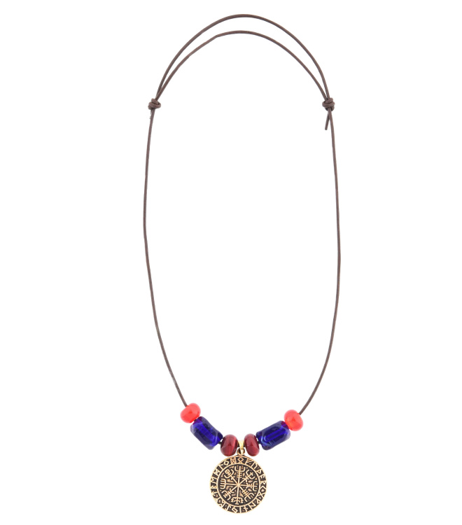 Glasperlenkette mit Vegvisir-Anhänger
