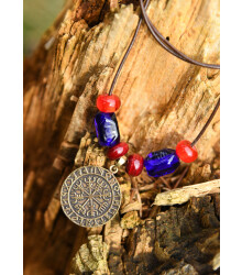 Glasperlenkette mit Vegvisir-Anhänger