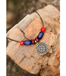 Glasperlenkette mit Vegvisir-Anhänger