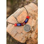 Glasperlenkette mit Vegvisir-Anhänger