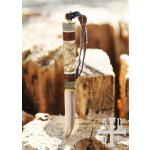 Kleines Wikinger-Messer, Karbonstahl, Holz-/Knochengriff mit Torslunda-Motiv