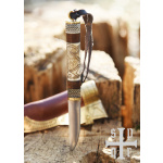 Kleines Wikinger-Messer, Karbonstahl, Holz-/Knochengriff mit Torslunda-Motiv
