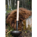 Große Mittelalter-Schaumkelle mit Griff aus Eschenholz