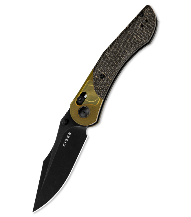 Kizer Knives, Mini Mystic, 154CM, Burlap Micarta + PEI, Taschenmesser