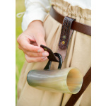 Becherhalter aus Leder mit Prägung, braun