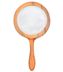 Handspiegel aus Holz mit Triskele und keltischen Knoten,...