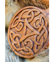 Handspiegel aus Holz mit Triskele und keltischen Knoten, ca. 28 cm
