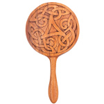 Handspiegel aus Holz mit Triskele und keltischen Knoten, ca. 28 cm