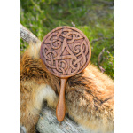 Handspiegel aus Holz mit Triskele und keltischen Knoten, ca. 28 cm