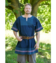 Mittelalter Tunika Egil mit Stickerei, Used-Look, blau
