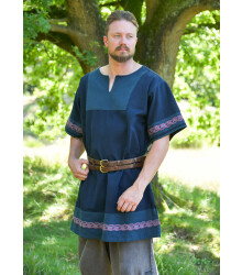 Mittelalter Tunika Egil mit Stickerei, Used-Look, blau