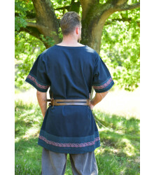 Mittelalter Tunika Egil mit Stickerei, Used-Look, blau