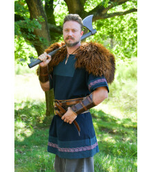 Mittelalter Tunika Egil mit Stickerei, Used-Look, blau