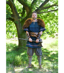 Mittelalter Tunika Egil mit Stickerei, Used-Look, blau