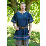 Mittelalter Tunika Egil mit Stickerei, Used-Look, blau