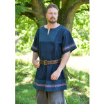 Mittelalter Tunika Egil mit Stickerei, Used-Look, blau