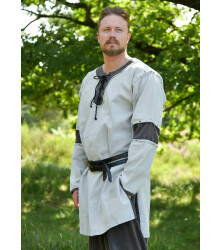 Mittelalter Tunika Sigval, Materialmix, Used-Look, grau