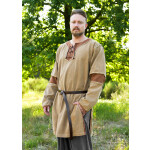 Mittelalter Tunika Sigval, Materialmix, Used-Look, beigebraun