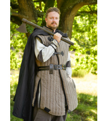 Mittelalter Gambeson Vari, Used-Look, braun - schwarz