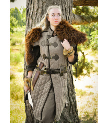 Mittelalter Gambeson Vari, Used-Look, braun - schwarz