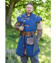 Mittelalter Gambeson Vari, Used-Look, blau - braun