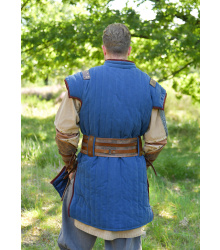 Mittelalter Gambeson Vari, Used-Look, blau - braun