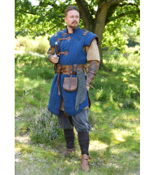 Mittelalter Gambeson Vari, Used-Look, blau - braun