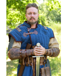 Mittelalter Gambeson Vari, Used-Look, blau - braun