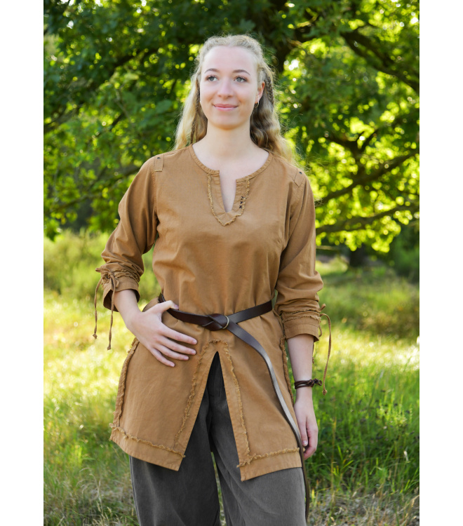 Mittelalter Tunika Yrsa, Used-Look, beigebraun