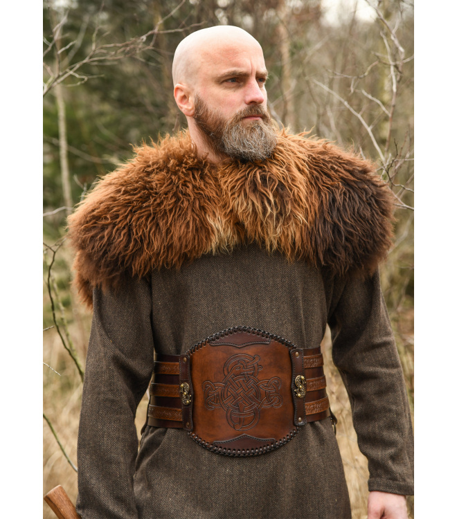 Wikinger Ledergürtel mit Prägung, braun