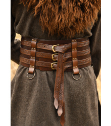 Wikinger Ledergürtel mit Prägung, braun