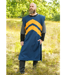 Mittelalter Wappenrock mit Streifen, blau - gelb