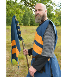 Mittelalter Wappenrock mit Streifen, blau - gelb