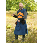 Mittelalter Wappenrock mit Streifen, blau - gelb