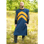 Mittelalter Wappenrock mit Streifen, blau - gelb