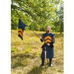 Mittelalter Wappenrock mit Streifen, blau - gelb
