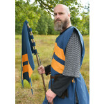 Mittelalter Wappenrock mit Streifen, blau - gelb